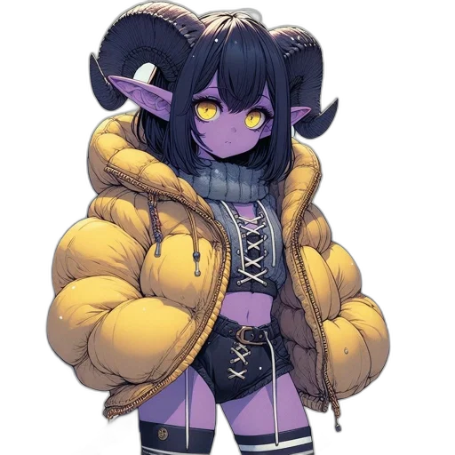 jacket, creature, staff, concept art transparent PNG cut-out