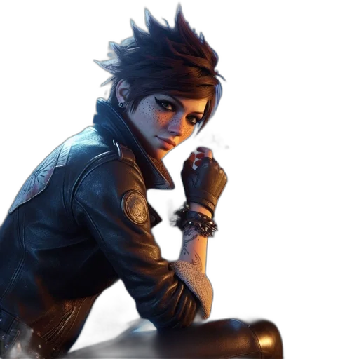 jacket, face, concept art, cyberpunk transparent PNG cut-out