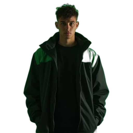 jacket, staff, face, cyberpunk transparent PNG cut-out