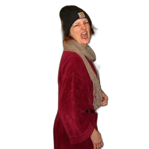 hat, jacket, staff, woman transparent PNG cut-out