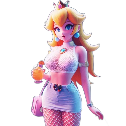 dress, robot, 3d render, vaporwave transparent PNG cut-out