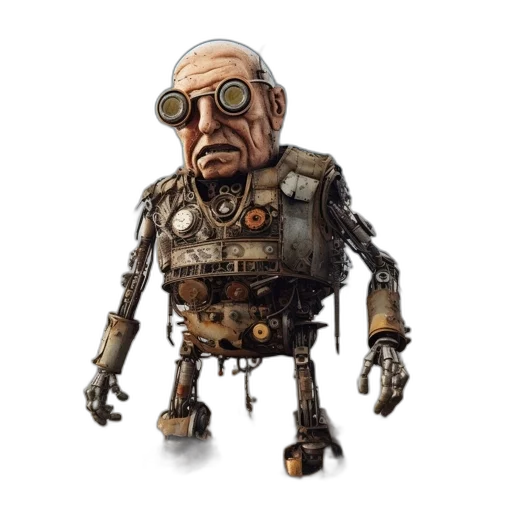robot, staff, face, creature transparent PNG cut-out