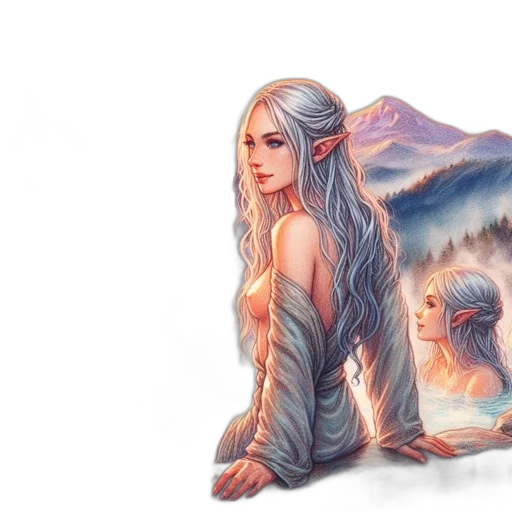 dragon, dress, hair, fantasy art transparent PNG cut-out