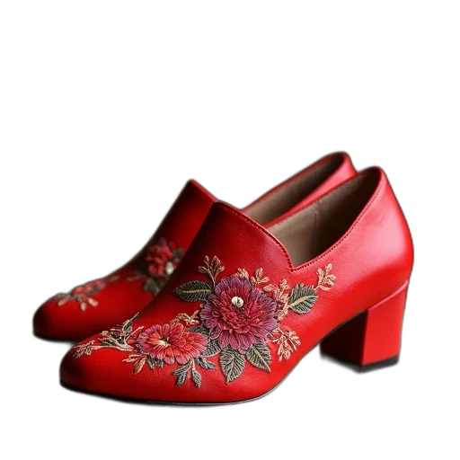 shoes, photorealistic, red, women transparent PNG cut-out