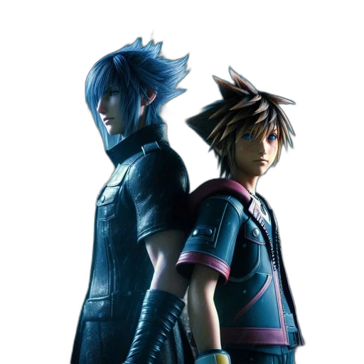 concept art, 3d render, blue, two transparent PNG cut-out