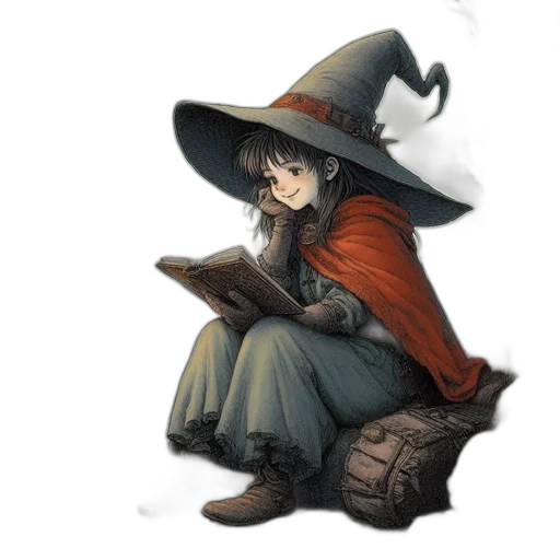 hat, staff, dragon, fantasy art transparent PNG cut-out