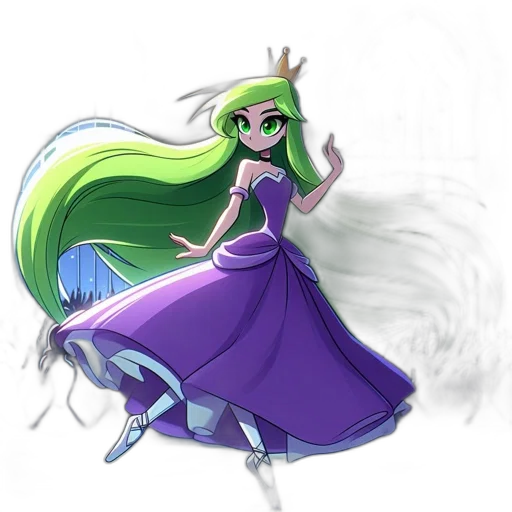 dress, staff, crown, hair transparent PNG cut-out