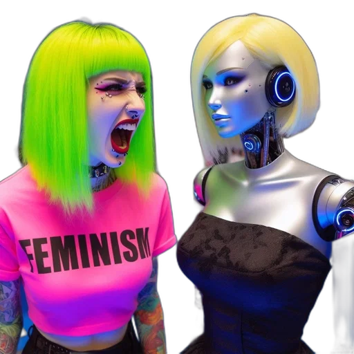 robot, cyberpunk, concept art, vaporwave transparent PNG cut-out