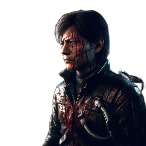 jacket, face, concept art, cyberpunk transparent PNG cut-out