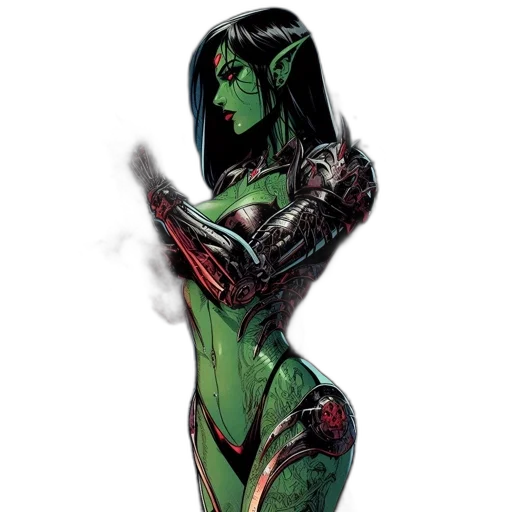 comic book art, concept art, fantasy art, cyberpunk transparent PNG cut-out