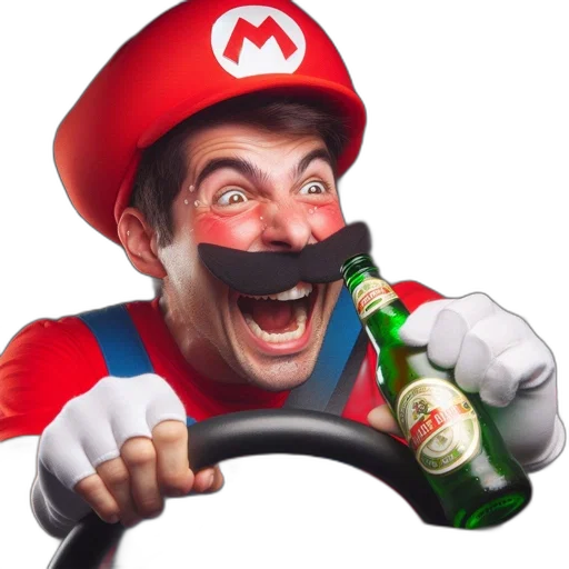 bottle, car, face, hat transparent PNG cut-out