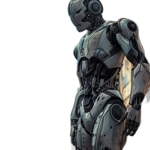 robot, concept art, 3d render, cyberpunk transparent PNG cut-out