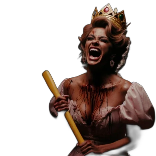 crown, staff, woman, vintage transparent PNG cut-out