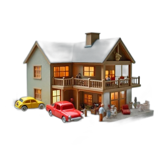 car, furniture, building, 3d render transparent PNG cut-out