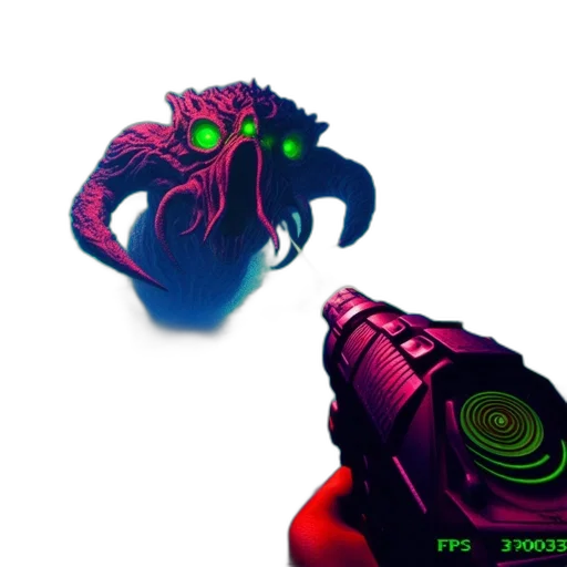 weapon, creature, 3d render, concept art transparent PNG cut-out