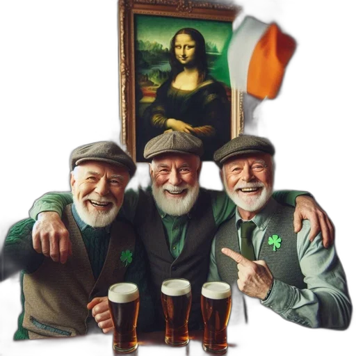 hat, oil painting, three, elderly transparent PNG cut-out