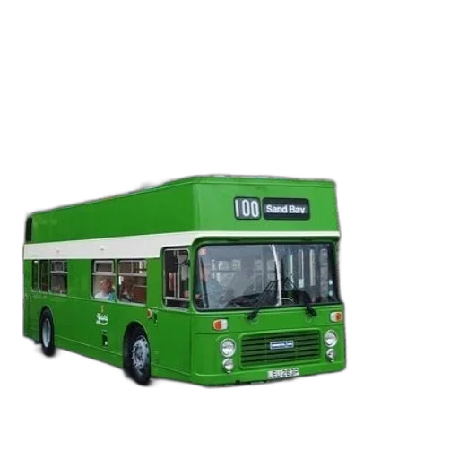 3d render, photorealistic, green, double-decker transparent PNG cut-out
