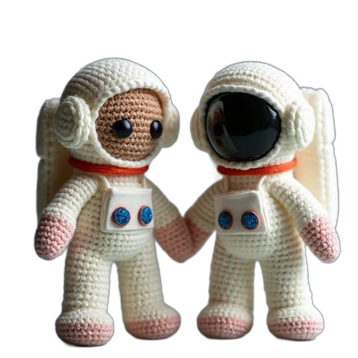 robot, 3d render, outer space, crochet transparent PNG cut-out