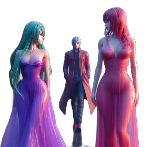 dress, 3d render, concept art, vaporwave transparent PNG cut-out