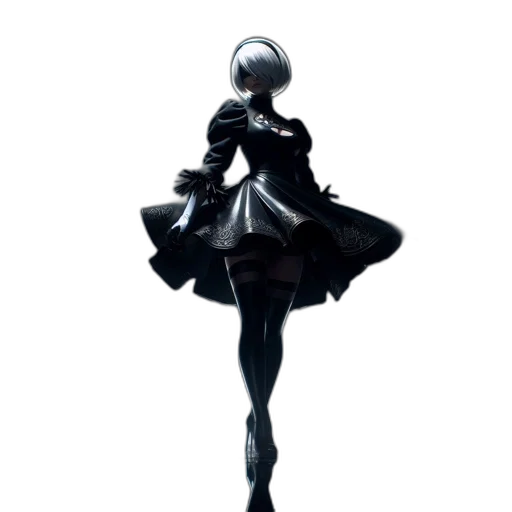 dress, robot, staff, weapon transparent PNG cut-out