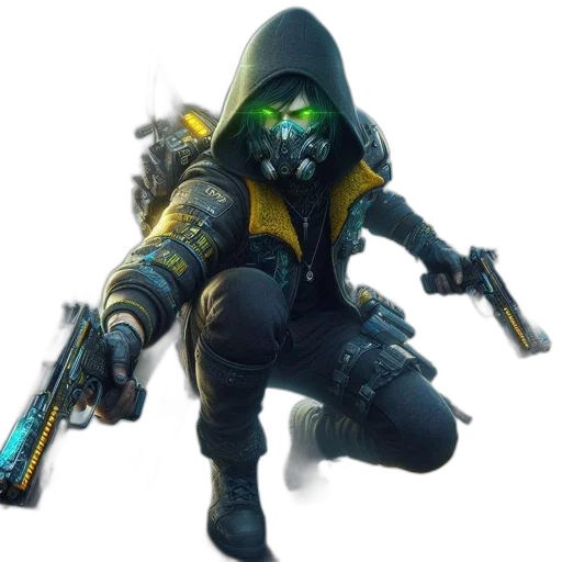 weapon, jacket, mask, staff transparent PNG cut-out