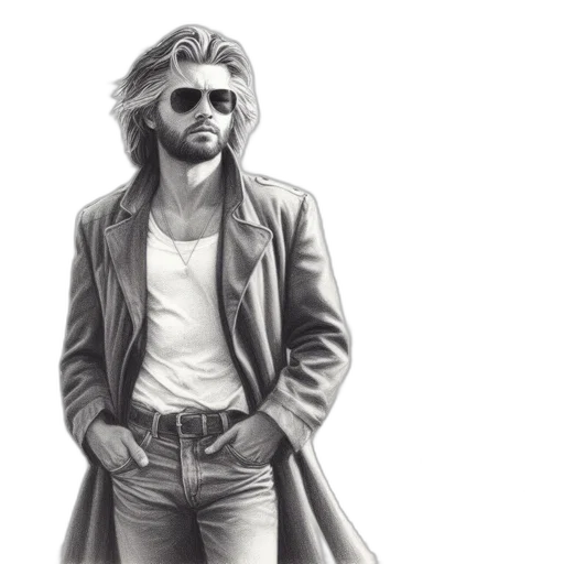 jacket, hair, photorealistic, concept art transparent PNG cut-out
