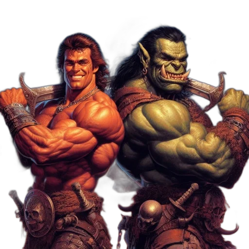 comic book art, concept art, fantasy art, two transparent PNG cut-out