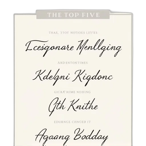 top, five, script, font transparent PNG cut-out