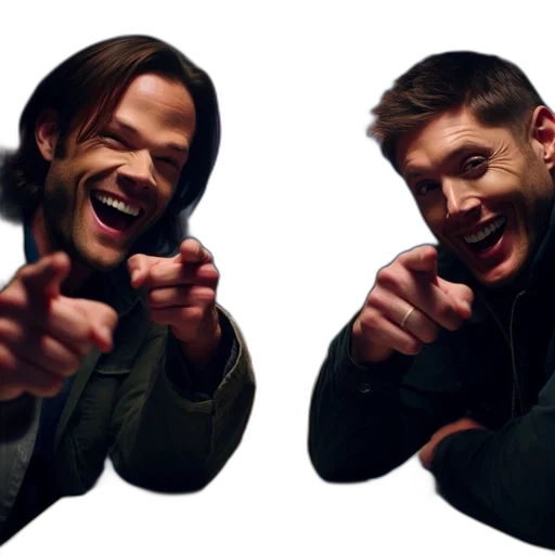 two, men, laugh, heartily transparent PNG cut-out