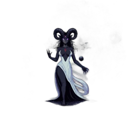 dress, creature, staff, concept art transparent PNG cut-out