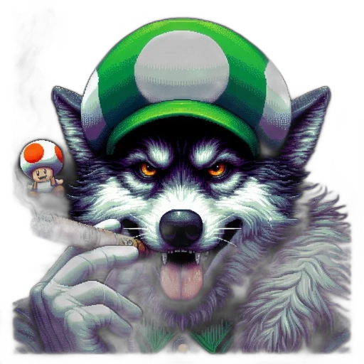hat, staff, animal, pixel art transparent PNG cut-out