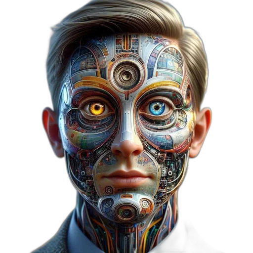 robot, face, mask, cyberpunk transparent PNG cut-out