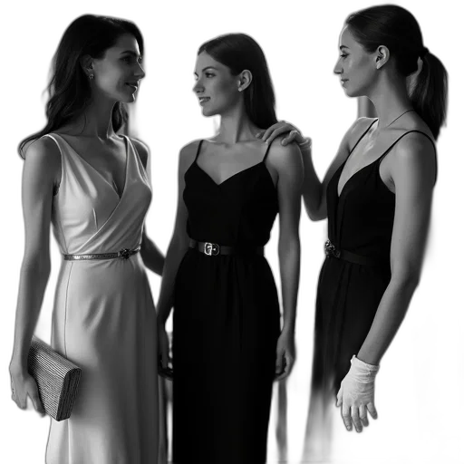 dress, jewelry, monochrome, black transparent PNG cut-out
