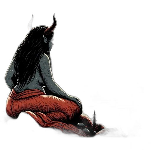 dragon, creature, hair, staff transparent PNG cut-out