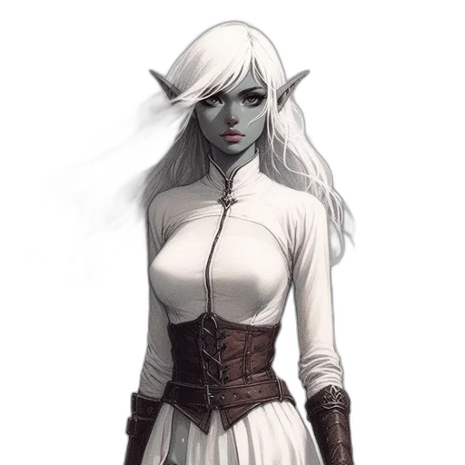 dress, staff, face, fantasy art transparent PNG cut-out