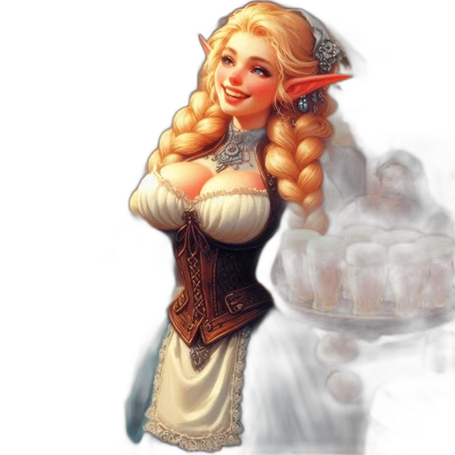 staff, dress, face, fantasy art transparent PNG cut-out