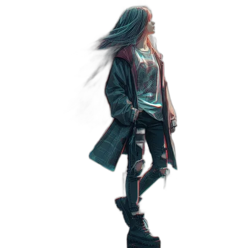 jacket, robot, hair, creature transparent PNG cut-out