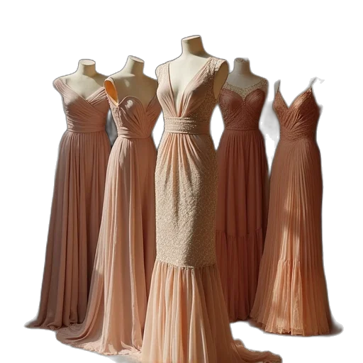 dress, 3d render, earth tones, golden transparent PNG cut-out