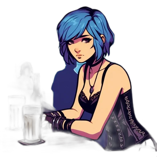 dress, jewelry, concept art, cyberpunk transparent PNG cut-out