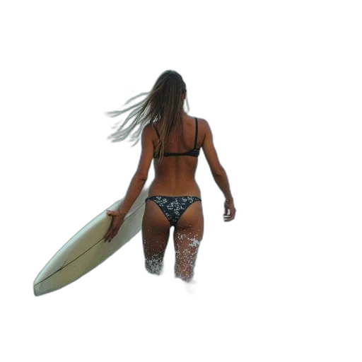 hair, photorealistic, girl, surfer transparent PNG cut-out