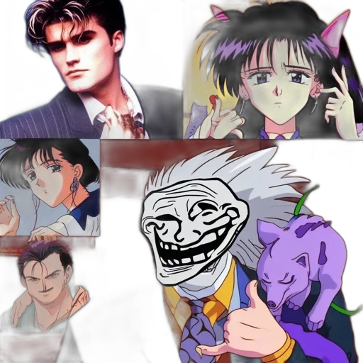 face, anime, vaporwave, cartoon transparent PNG cut-out