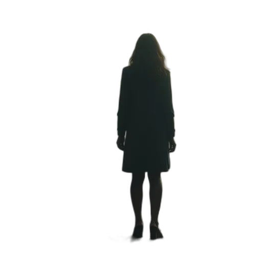 dress, jacket, hair, staff transparent PNG cut-out