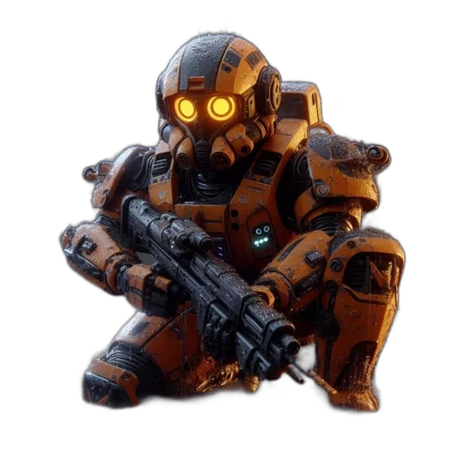 robot, weapon, concept art, 3d render transparent PNG cut-out
