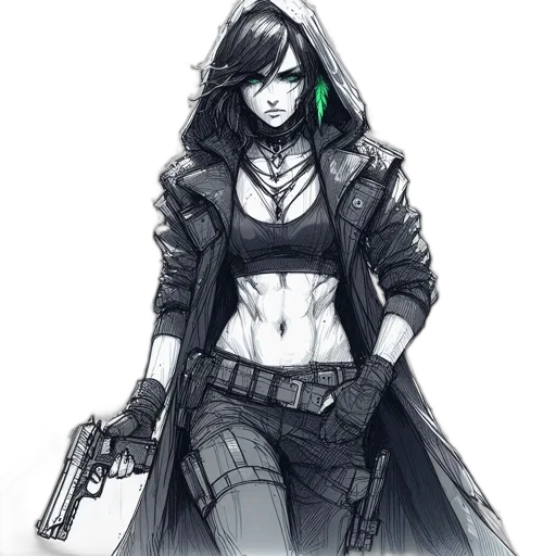 jacket, weapon, cyberpunk, concept art transparent PNG cut-out