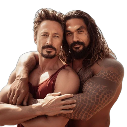 hair, photorealistic, two, men transparent PNG cut-out