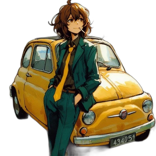 car, jacket, dress, anime transparent PNG cut-out