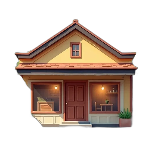 building, furniture, 3d render, pixel art transparent PNG cut-out