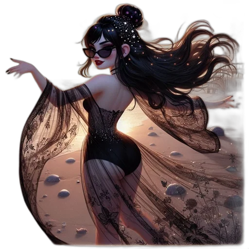 dress, fantasy art, concept art, comic book art transparent PNG cut-out