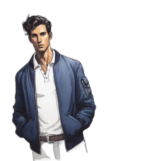 jacket, staff, concept art, comic book art transparent PNG cut-out