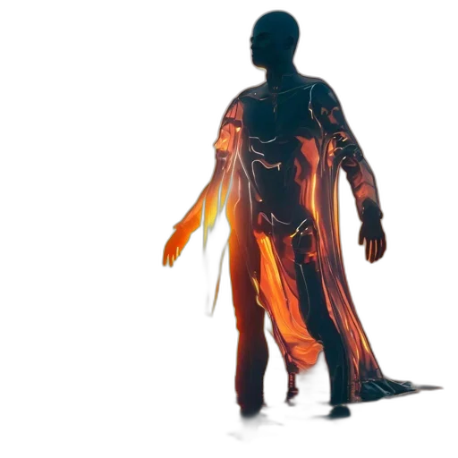 jacket, mask, creature, staff transparent PNG cut-out